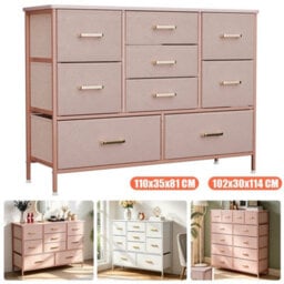 Pink 9 Drawer Chest Of Drawers Modern Chest Of Drawers Bedroom Furniture Storage Bedside Cabinet - thumbnail 1