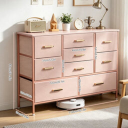 Pink 9 Drawer Chest Of Drawers Modern Chest Of Drawers Bedroom Furniture Storage Bedside Cabinet - thumbnail 2