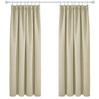 Deconovo Blackout Curtains Super Soft Thermal Insulated Energy Saving Pencil Pleat Blackout Curtains 52X72 Inch Beige 2 Panels - image 1