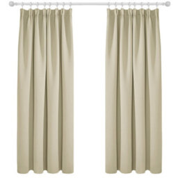 Deconovo Blackout Curtains Super Soft Thermal Insulated Energy Saving Pencil Pleat Blackout Curtains 52X72 Inch Beige 2 Panels - thumbnail 1