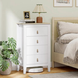 Homcom Bedroom Chest Of Drawers, Modern 4 Drawer Dresser, White - thumbnail 1