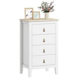 Homcom Bedroom Chest Of Drawers, Modern 4 Drawer Dresser, White - thumbnail 2