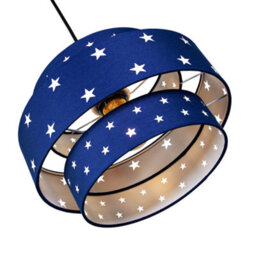Happy Homewares Triple Tier Midnight Blue Cotton Fabric Childrens Pendant Shade With Stars Decor - thumbnail 3