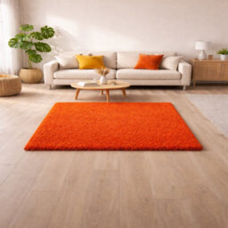 Uetian Orange Shaggy Rug Soft Thick Pile Modern Living Room Bedroom Carpet (120X170 Cm) 5 Cm Dense Pile - thumbnail 1