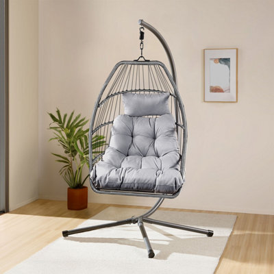 Home Republic Miami Hanging Egg Chair With Cushion Charcoal - image 1