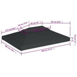 Walplus 2-Tier Gazebo Top Cover 310 G/ma 4X3 M Anthracite - thumbnail 6