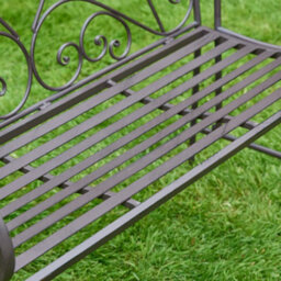 Dibor Vintage Brown Scrolled Iron Outdoor Garden Furniture Two Seater Garden Bench - thumbnail 3