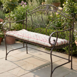 Dibor Vintage Brown Scrolled Iron Outdoor Garden Furniture Two Seater Garden Bench - thumbnail 2