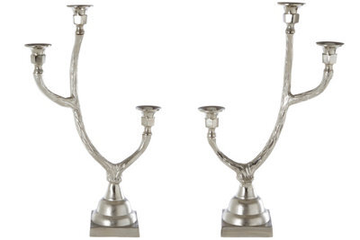 Orsina Set Of 2 Antler Design 3 Candle Holder Stand, Christmas Candlestick Holder With Decorative Finish - image 1