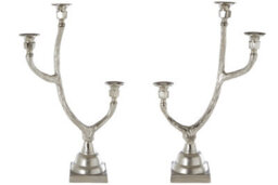 Orsina Set Of 2 Antler Design 3 Candle Holder Stand, Christmas Candlestick Holder With Decorative Finish - thumbnail 1