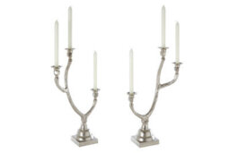 Orsina Set Of 2 Antler Design 3 Candle Holder Stand, Christmas Candlestick Holder With Decorative Finish - thumbnail 3