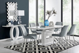 Furniturebox Uk Arezzo Large Extending Dining Table And 6 Grey Pesaro Silver Leg Chairs - thumbnail 1