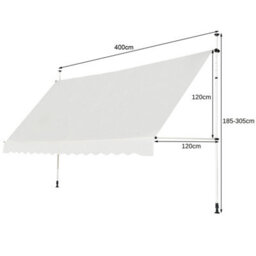 Costway 4M Telescopic Canopy Retractable Adjustable Outdoor Clamp Awning Sun Shelter - thumbnail 2