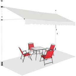 Costway 4M Telescopic Canopy Retractable Adjustable Outdoor Clamp Awning Sun Shelter - thumbnail 1