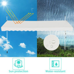 Costway 4M Telescopic Canopy Retractable Adjustable Outdoor Clamp Awning Sun Shelter - thumbnail 6