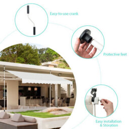 Costway 4M Telescopic Canopy Retractable Adjustable Outdoor Clamp Awning Sun Shelter - thumbnail 9