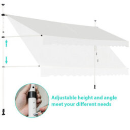 Costway 4M Telescopic Canopy Retractable Adjustable Outdoor Clamp Awning Sun Shelter - thumbnail 8