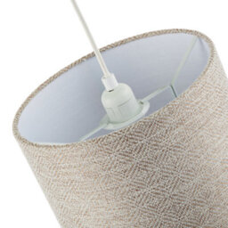 Happy Homewares Unique Aztec Designed Drum Lamp Shade In Dark Taupe And White Linen - thumbnail 5