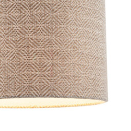 Happy Homewares Unique Aztec Designed Drum Lamp Shade In Dark Taupe And White Linen - thumbnail 4