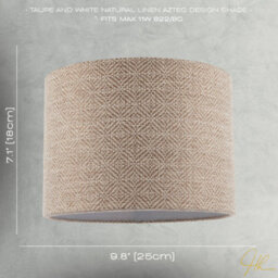 Happy Homewares Unique Aztec Designed Drum Lamp Shade In Dark Taupe And White Linen - thumbnail 7