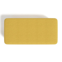 Living And Home Tofu Shaped Yellow Linen Upholstered Footstool Footrest With Solid Wooden Legs W 570 X D 280 X H 257 mm - thumbnail 4