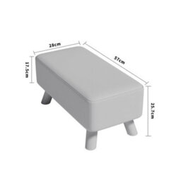 Living And Home Tofu Shaped Yellow Linen Upholstered Footstool Footrest With Solid Wooden Legs W 570 X D 280 X H 257 mm - thumbnail 2