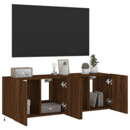 Berkfield Tv Wall Cabinets With Led Lights 2 Pcs Brown Oak 60X35X41 Cm - thumbnail 6