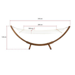 Charles Bentley 3M Garden Hammock With Wooden Arc Stand One Person - Cream - thumbnail 7