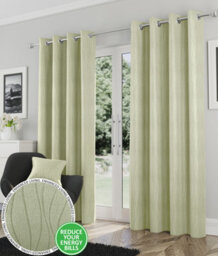 Enhanced Living Goodwood Green Thermal, Energy Saving, Dimout Eyelet Curtains With Wave Pattern (Pair) - 46 X 72 Inch (117X183Cm)