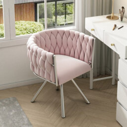 Btm Velvet Dining Chair Swivel Leisure Chair With Four Metal Legs Pink - thumbnail 3