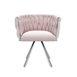 Btm Velvet Dining Chair Swivel Leisure Chair With Four Metal Legs Pink - thumbnail 7