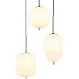Luminosa Lighting Luminosa Blacky I Cluster Pendant Ceiling Light Nickel Matt Opal Glass Shade 3X E14 - thumbnail 3