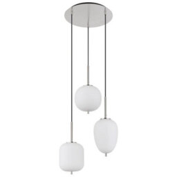 Luminosa Lighting Luminosa Blacky I Cluster Pendant Ceiling Light Nickel Matt Opal Glass Shade 3X E14 - thumbnail 2