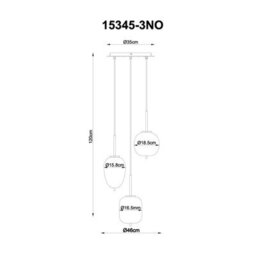 Luminosa Lighting Luminosa Blacky I Cluster Pendant Ceiling Light Nickel Matt Opal Glass Shade 3X E14 - thumbnail 5