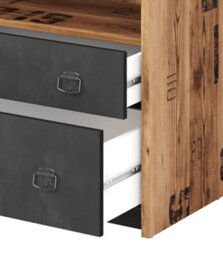 Arte Freestanding Fargo Bookcase With Drawers And Shelves In Raw Steel & Canyon Alpine Spruce (W900mm X H1400mm X D420mm) - thumbnail 3