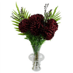 Leaf 75Cm Extra Large Reflex Chrysanthemum - Red - thumbnail 6