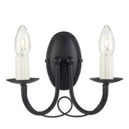 Luminosa Lighting Elstead Minster 2 Light Indoor Candle Wall Light Black, E14 - thumbnail 1