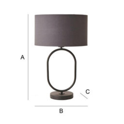 Valuelights Antonia Charcoal Fabric Drum Lamp Shade Matte Black Oval Table Lamp - thumbnail 8