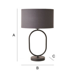 Valuelights Antonia Charcoal Fabric Drum Lamp Shade Matte Black Oval Table Lamp - thumbnail 6