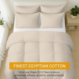 Pamposh Egyptian Cotton Super King Duvet Cover Set 4Pc With Secure Zipper Closure With Matching Pillowcase & Soft Fitted Sheet - thumbnail 6