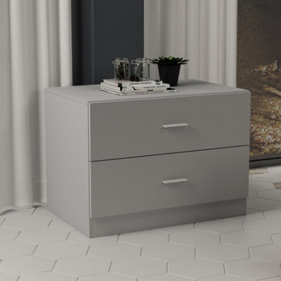 Urbn-Living Urbnliving 52Cm Height Grey 2 Drawer Wooden Chest Cabinet Modern Storage Cupboard Wide - image 1