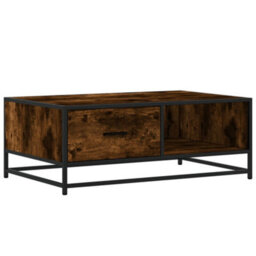 Berkfield Coffee Table Smoked Oak 90X57X35 Cm Engineered Wood And Metal - thumbnail 2