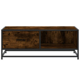 Berkfield Coffee Table Smoked Oak 90X57X35 Cm Engineered Wood And Metal - thumbnail 5
