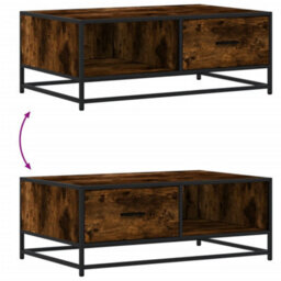 Berkfield Coffee Table Smoked Oak 90X57X35 Cm Engineered Wood And Metal - thumbnail 9