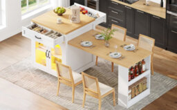 Matteo Extendable Kitchen Island With Led Lighting & Fluted Glass Doors - thumbnail 7