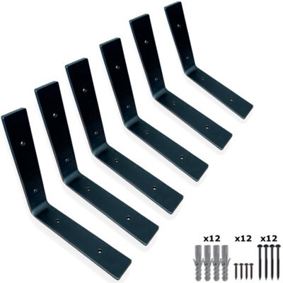 MKGT 6 Shelf Brackets Pcs Heavy Duty Industrial Steel For Wall Mounted Diy Floating(Raw Steel, 100X100mm) - image 1