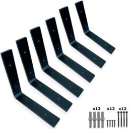 MKGT 6 Shelf Brackets Pcs Heavy Duty Industrial Steel For Wall Mounted Diy Floating(Raw Steel, 100X100mm) - thumbnail 1