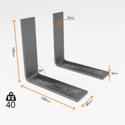 MKGT 6 Shelf Brackets Pcs Heavy Duty Industrial Steel For Wall Mounted Diy Floating(Raw Steel, 100X100mm) - thumbnail 2