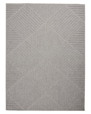 Outdoor Rug, Optical (3D) Diningroom Rug, Light Grey Outdoor Rug, Stain-Resistant Kitchen Abstract Rug-239Cm X 300Cm - image 1