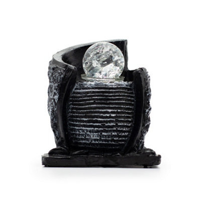 Serenityy Tabletop Water Feature - Water Pot With Crystal Ball, Deep Charcoal, 15X13X20Cm - image 1